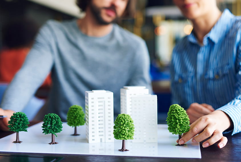 Image showing an image of two architects planning to build sustainably Sustainable Building
