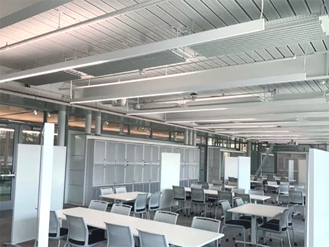 Another view of one of the collaboration areas that UIUC students can work inside with Frengers Radiant Passive Chilled Beams installed above