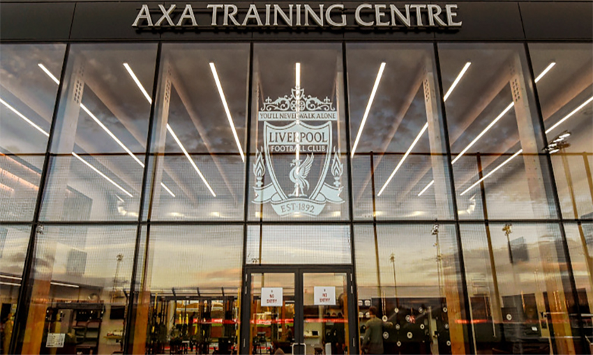 Main entrance to Liverpool AXA Training Facility Image of the main entrance to the Liverpool AXA Training Facility