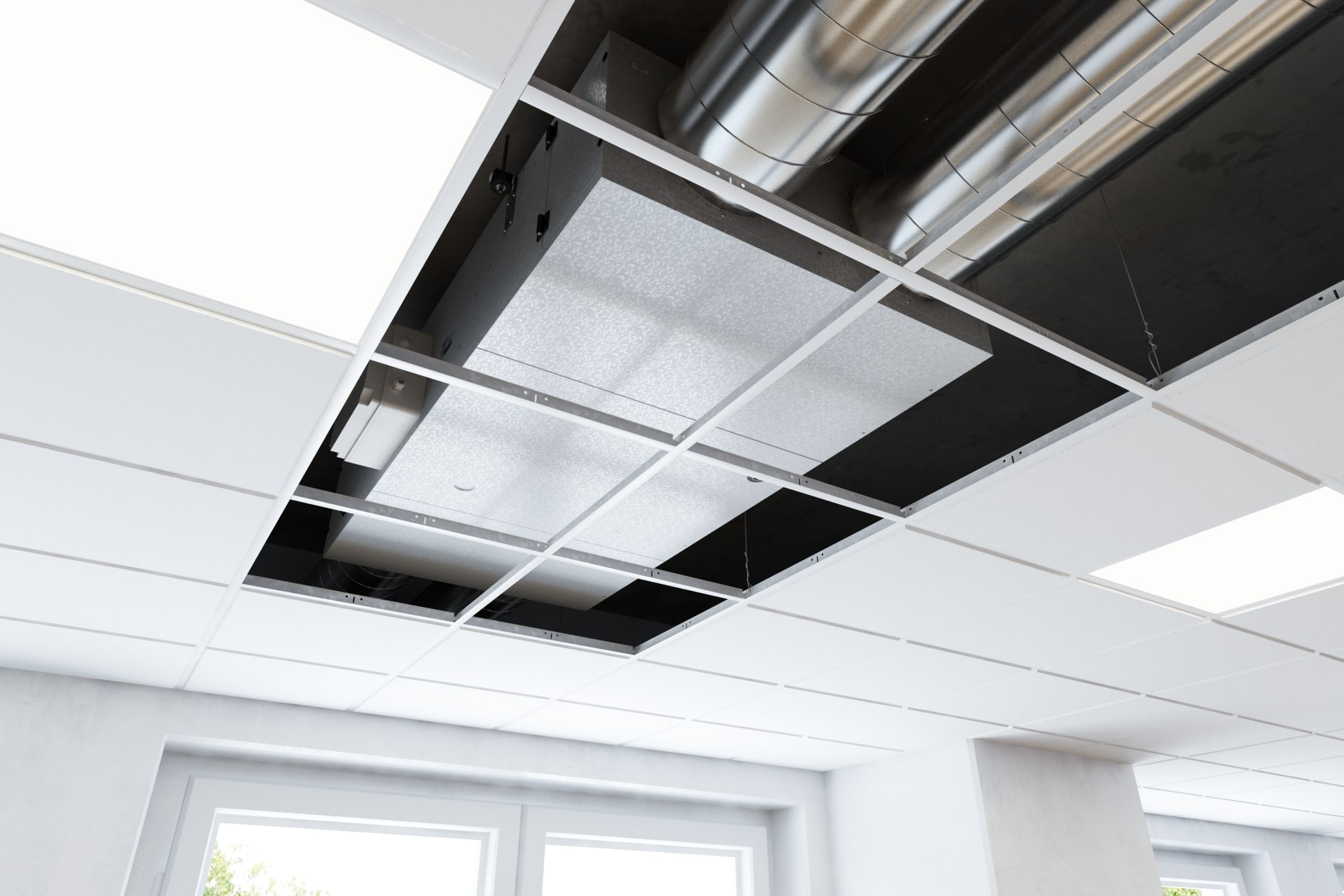 An Image of MVHR unit in the roof An MVHR unit fitted in the roof