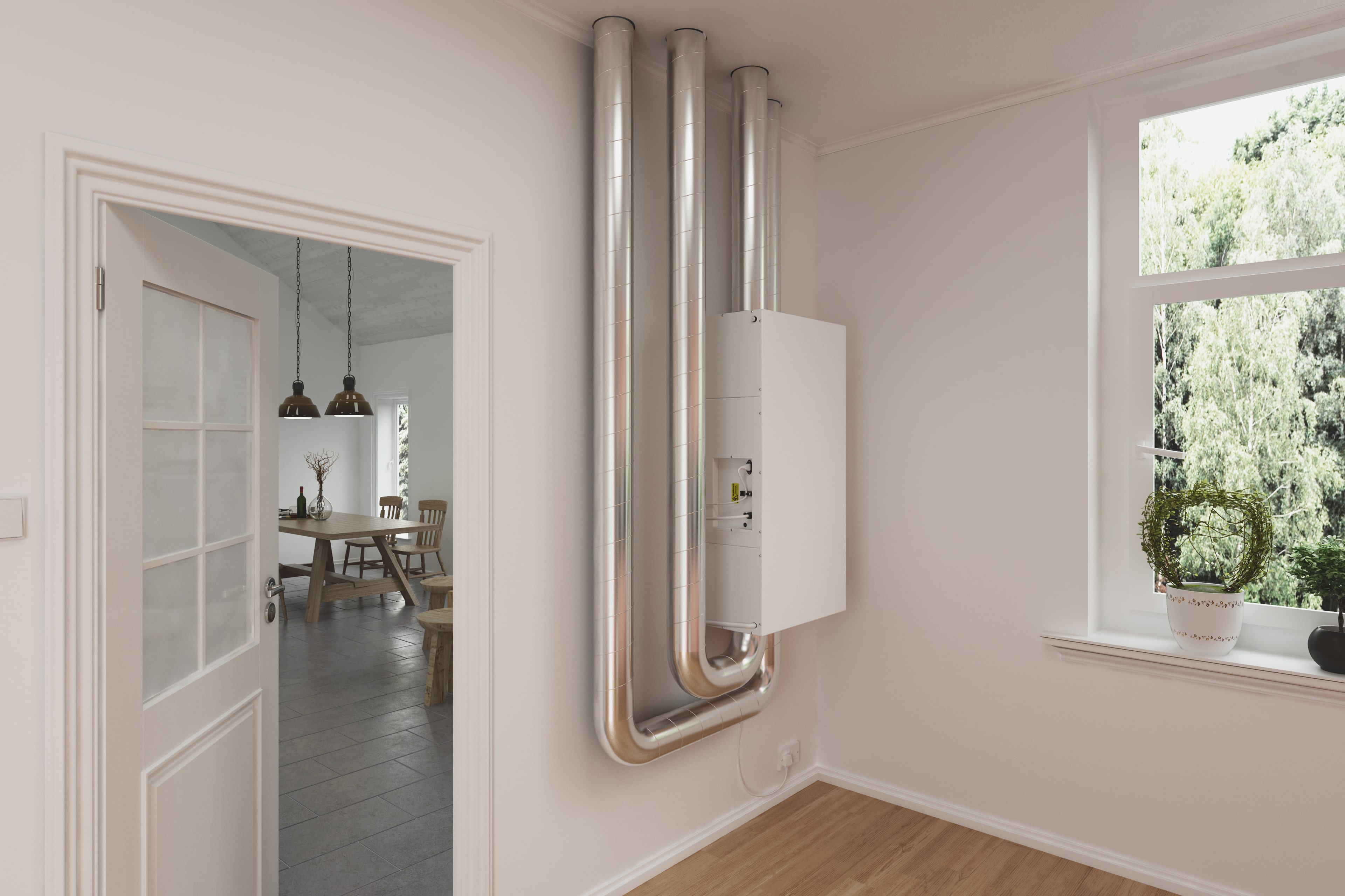 An MVHR unit in a house An Image of an MVHR unit in a house