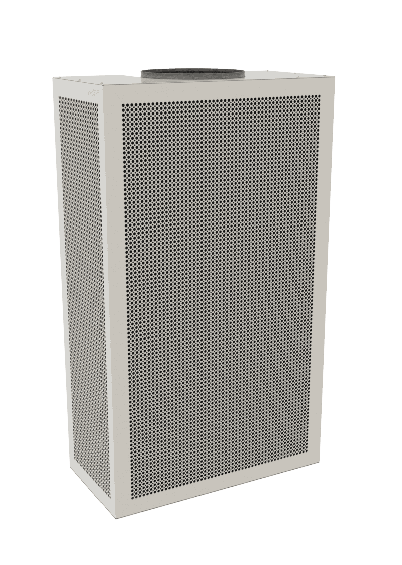 A render of a 3-way wall mounted displacement unit