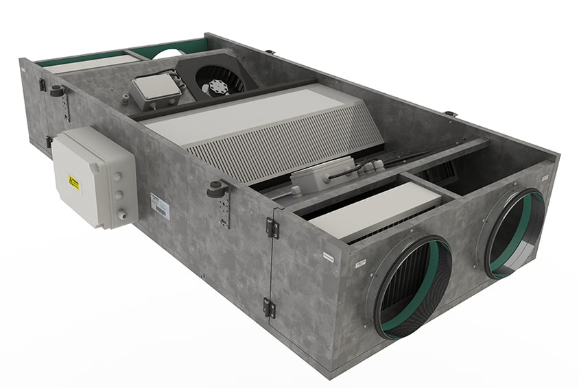 Image showing a construction render of Frenger's Mechanical Ventilation Heat Recovery units MVHR Construction Render