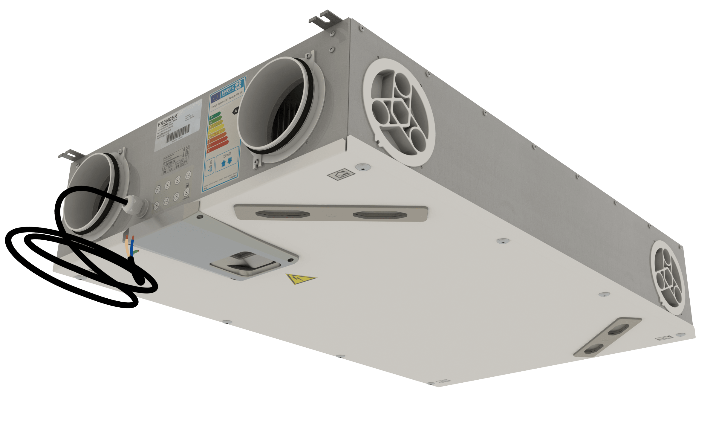 Product render of Frenger's Recepto Slim Mechanical Ventilation Heat Recovery unit Recepto Slim MVHR