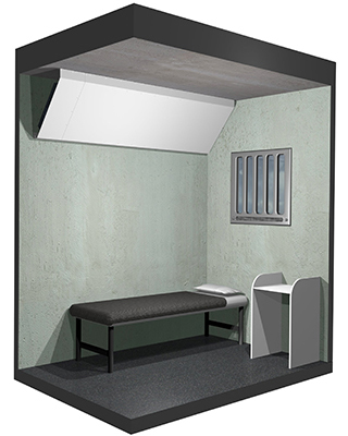 Render showing Frenger's Cornice Mounted Prison Radiant Heating Panel Cornice Mounted Prison Radiant Heating Panel