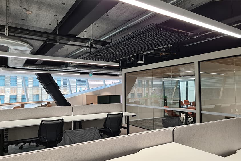 One of the offices inside 183 Clarence Street installed with Frenger's® X-Wing® and Compact® Chilled Beams One of the offices inside 183 Clarence Street installed with Frenger's® X-Wing® and Compact® Chilled Beams
