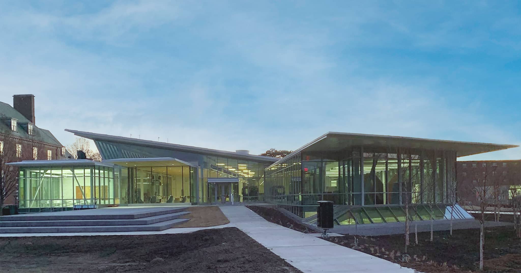 An image showing the outside of the UIUC Siebel Centre with Frenger's X-Wing Radiant Passive Chilled Beams installed inside UIUC Siebel Centre